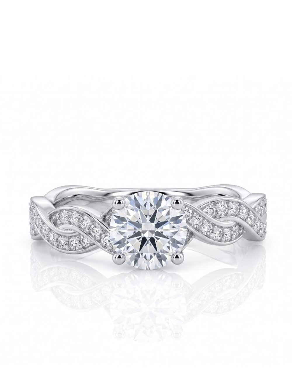 Round cut Braided Ring Set, 925 Sterling Silver Charmed Aroma